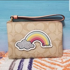 Coach F73584 Corner Zip Wristlet Rainbow Motif